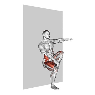 Toe Touch Sit (Wall) demonstration